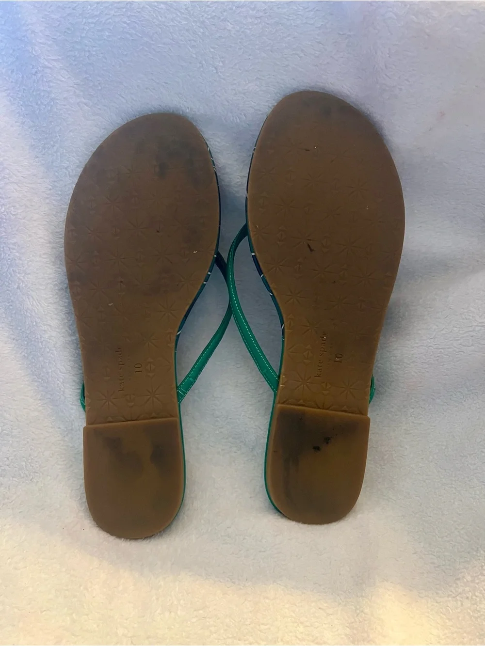 Kate Spade Green Floral Print Flip Flop Sandals